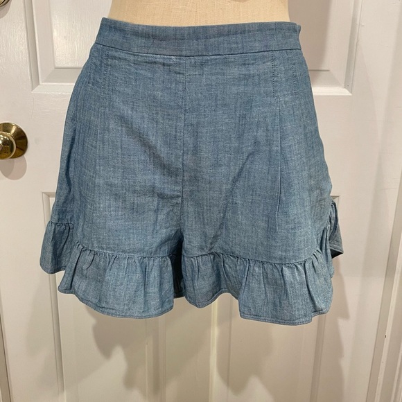 J.Crew Blue 100% Cotton Ruffle Shorts - Picture 2 of 9